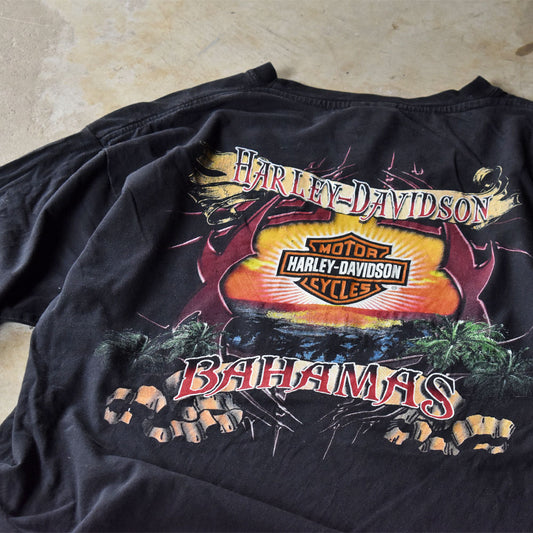 Y2K Harley-Davidson “BAHAMAS” 両面プリント Tシャツ USA製 240715