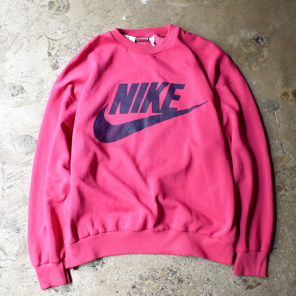 90's ネオンピンク！ NIKE 銀タグ ロゴスウェット 240605H