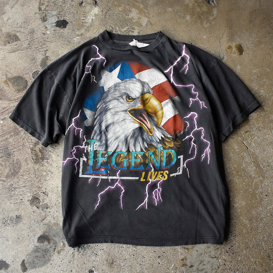 90’s AMERICAN THUNDER "The Legend Lives" イーグル×星条旗 Tシャツ 250515H