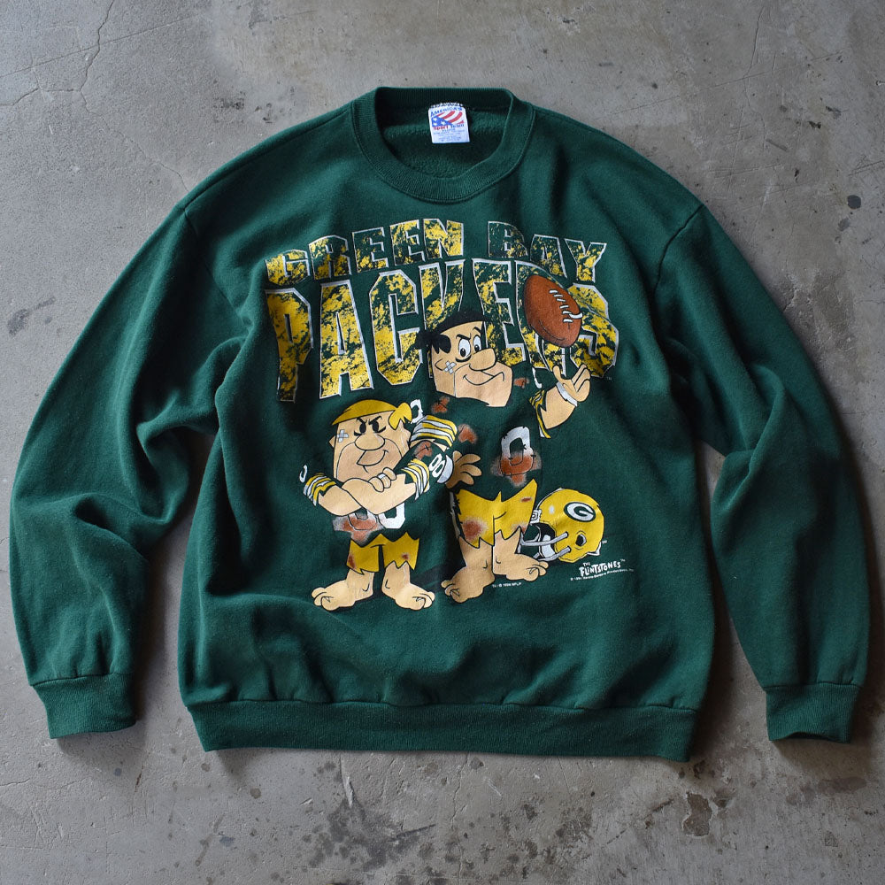90’s The Flintstones×NFL Green Bay Packers キャラ スウェット USA製 231007