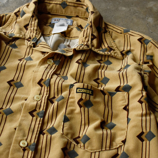 90's OLD “DIESEL“ 総柄 ベロアシャツ イタリア製 250616H