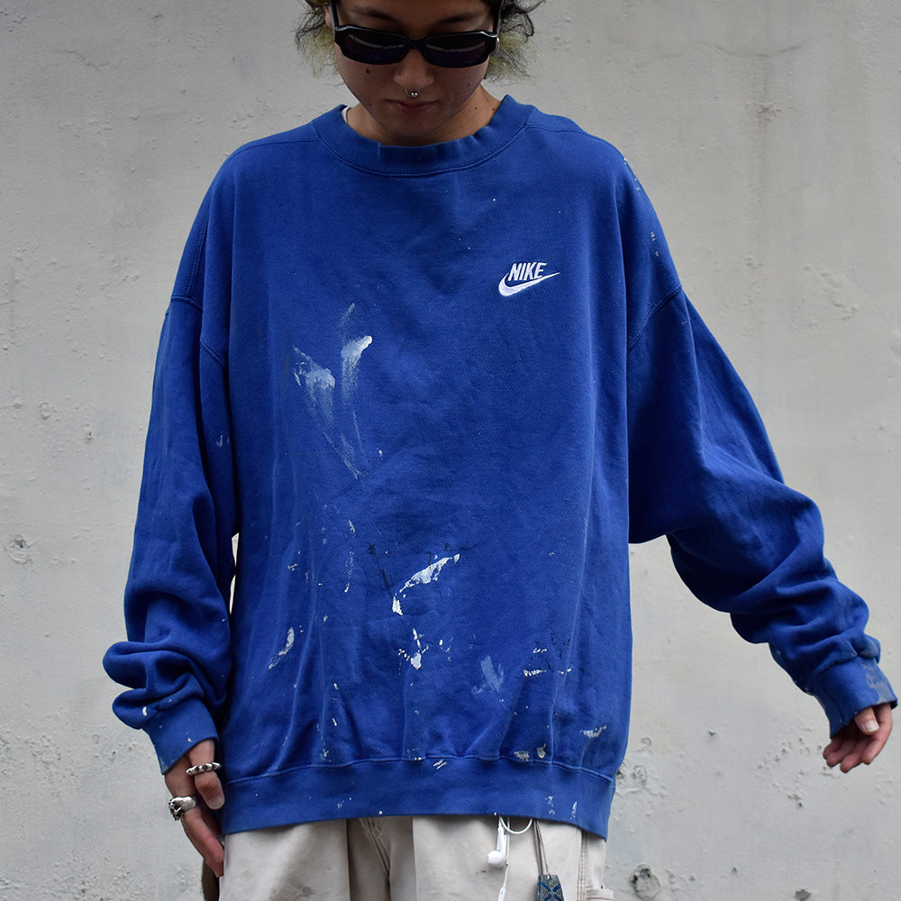 90's ペンキ！ NIKE ロゴ刺繍スウェット USA製 230923H