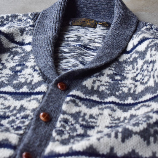 80’s Eddie Bauer 黒タグ! 総柄 ニット カーディガン 231211