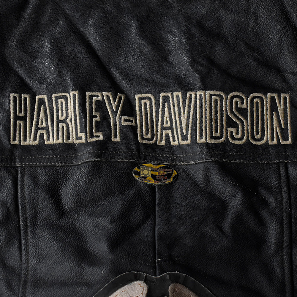 90's Harley-Davidson “ピンズ＆ワッペン” MCレザーベスト 250524H