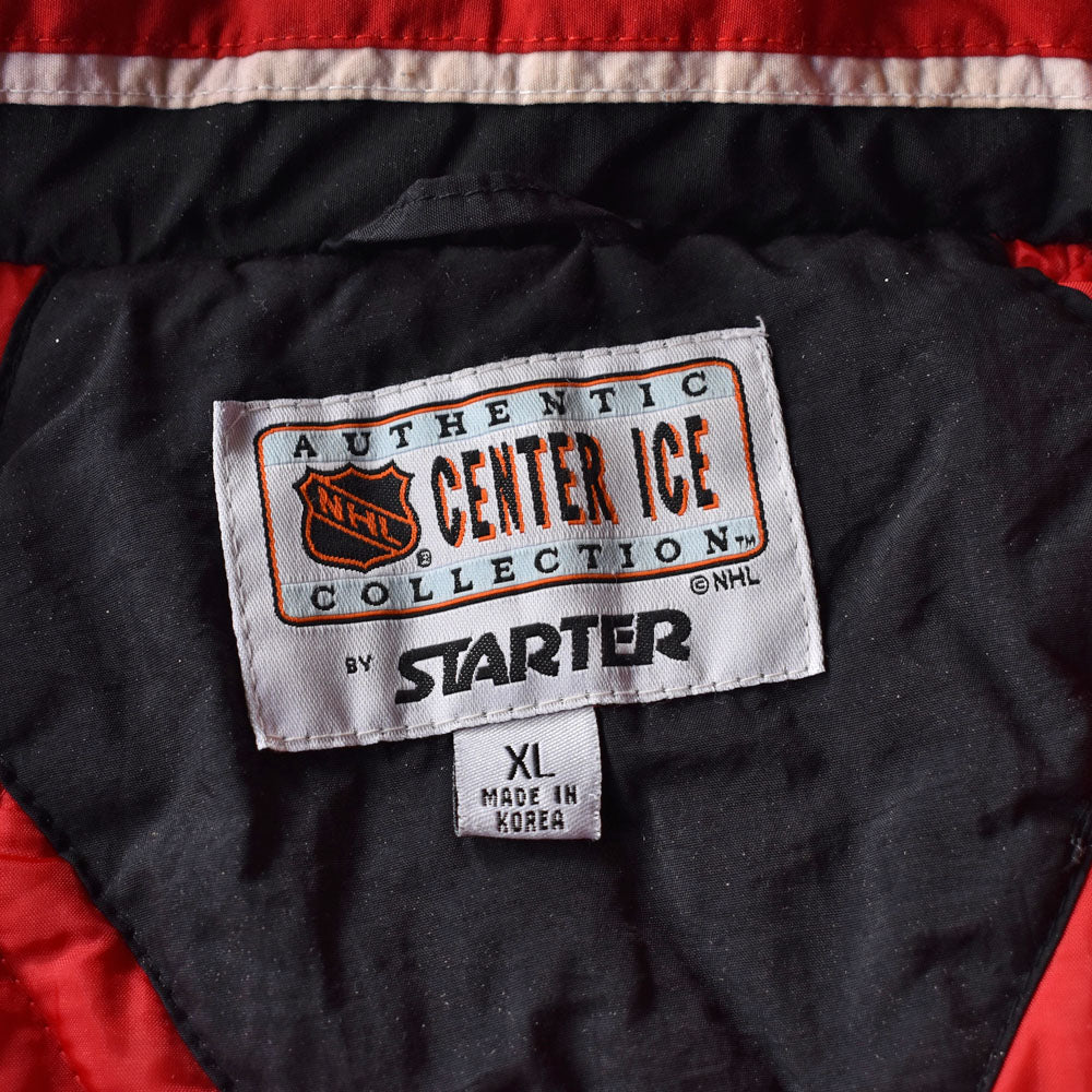90’s STARTER “NHL Chicago Blackhawks” 中綿入り フード ナイロンジャケット 240220