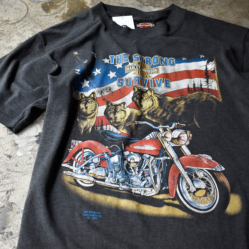 ハーレーダビッドソン 3D EMBLEM ウルフ Tシャツ 1991年 USA製 ヴィンテージ