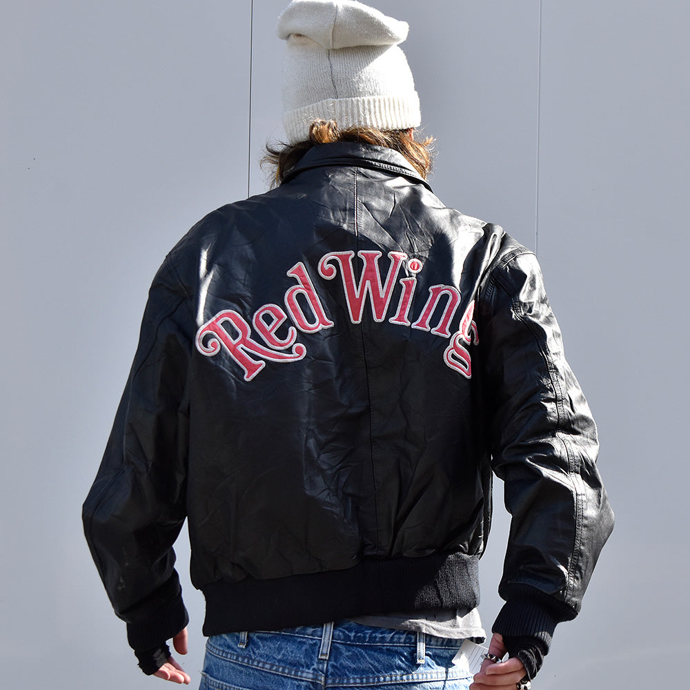80's PROPLAYER NHL “DETROIT RED WINGS” レザージャケット 231109H