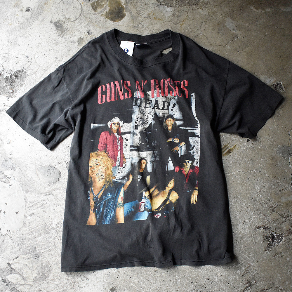 ガンズ・アンド・ローゼズ HERE TODAY GONE TO HELL メンバープリント Tシャツ 90年代 USA製 ダメージ ヴィンテージ