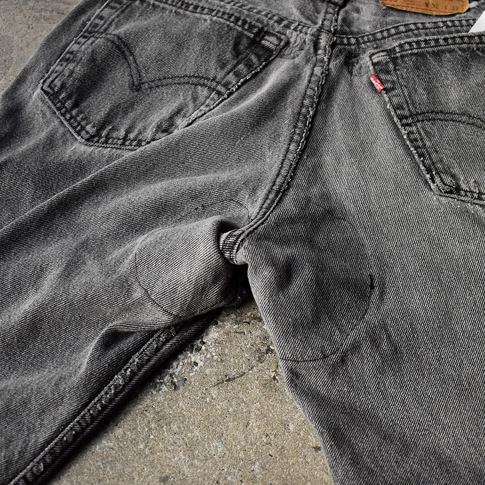 90's Levi's 555 “GO GO GO” RELAXED FIT ブラックデニムパンツ 240226H