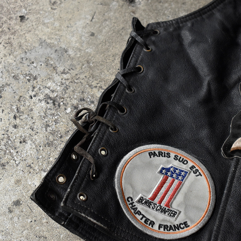 90's Harley-Davidson “ピンズ＆ワッペン” MCレザーベスト 250524H