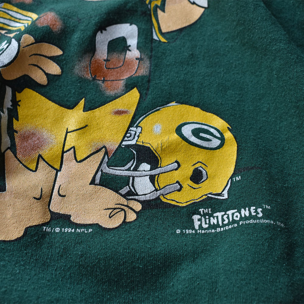 90’s The Flintstones×NFL Green Bay Packers キャラ スウェット USA製 231007