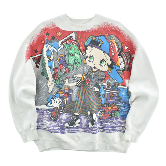 90's FREEZE Betty Boop "What's a girl to WEAR?" AOP スウェット 260313H