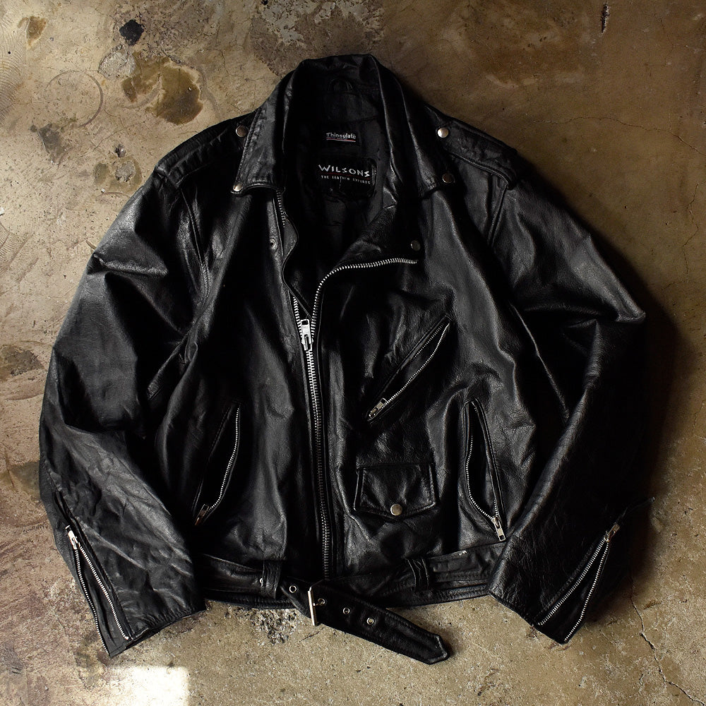 90's WILSONS Leather 3M Thinsulate ダブル ライダース レザージャケット big size！ 231019H