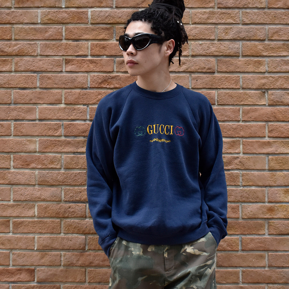90's ブートレグ GUCCI 刺繡スウェット USA製 240205H