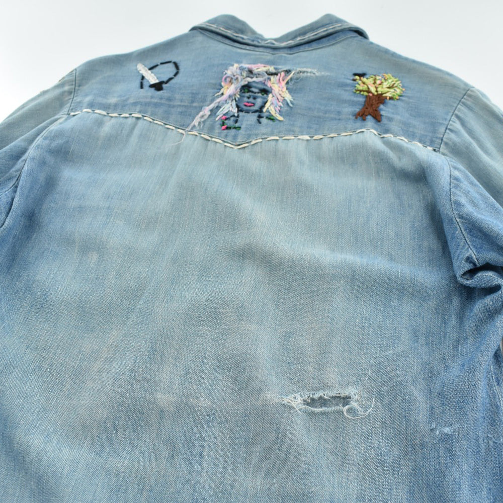 70's Washington DEE-CEE 刺繍カスタム デニム ウエスタンシャツ 260929H