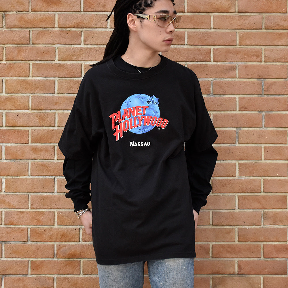 90's～ “PLANET HOLLYWOOD” ロゴプリントTシャツ USA製 240322H