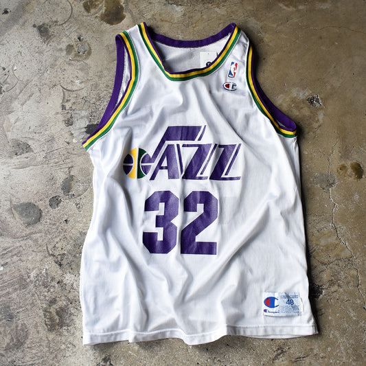 90's Champion “NBA Utah Jazz / Karl Malone #32“ バスケ ゲームシャツ USA製 240625H