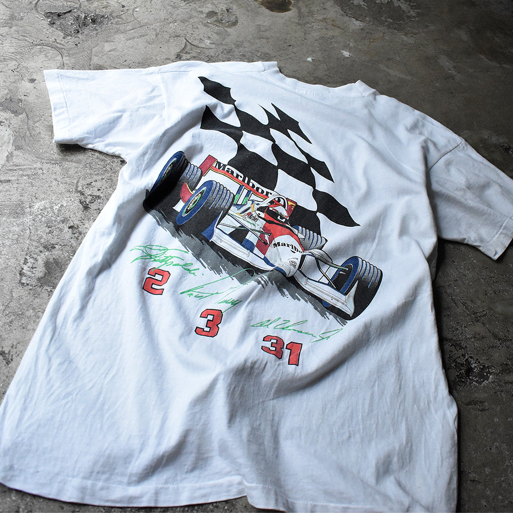 90's Marlboro レーシング チェッカーフラッグ！ ポケットTシャツ USA製 240501H