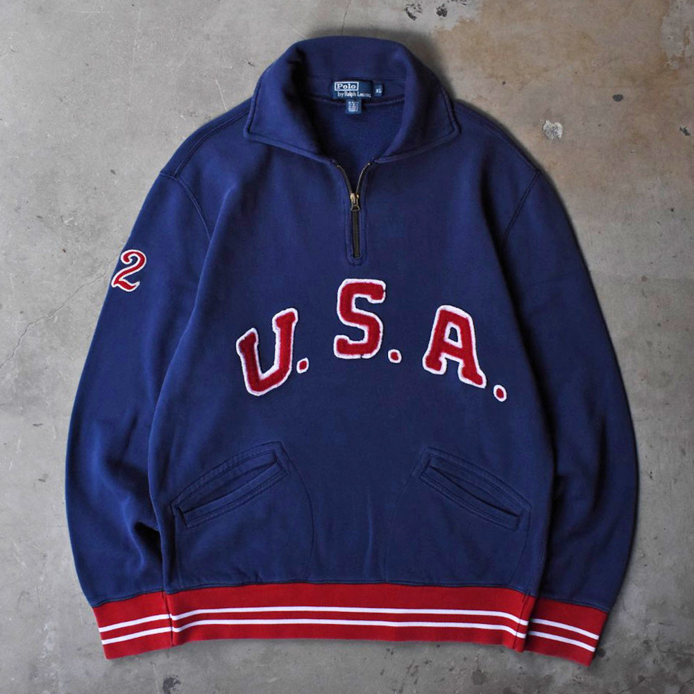 90’s Polo by Ralph Lauren "USA" ハーフジップ スウェット 251209H