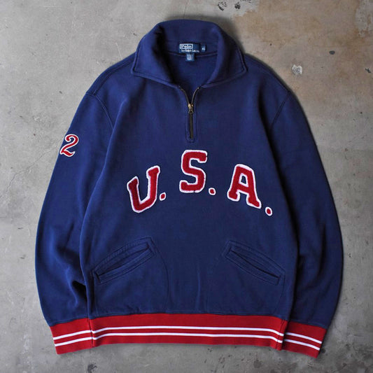 90’s Polo by Ralph Lauren "USA" ハーフジップ スウェット 251209H
