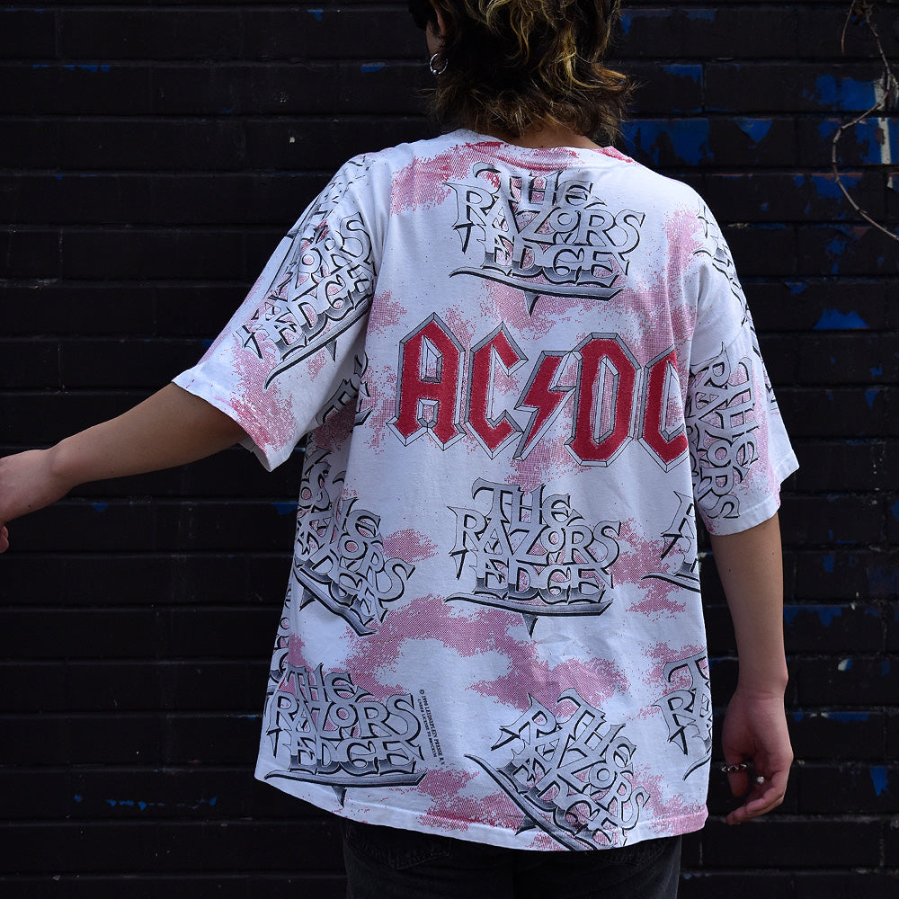 90's AOP！ AC/DC “The Razors Edge” Tシャツ 230927H
