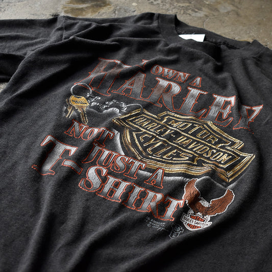 80's Harley Davidson “key ring” 3D EMBLEM バイク Tシャツ 240724H