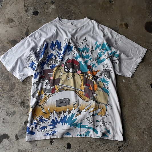 90's Looney Tunes "タズマニアン・デビル" AOP! 海外アニメ キャラ Tシャツ 230809H