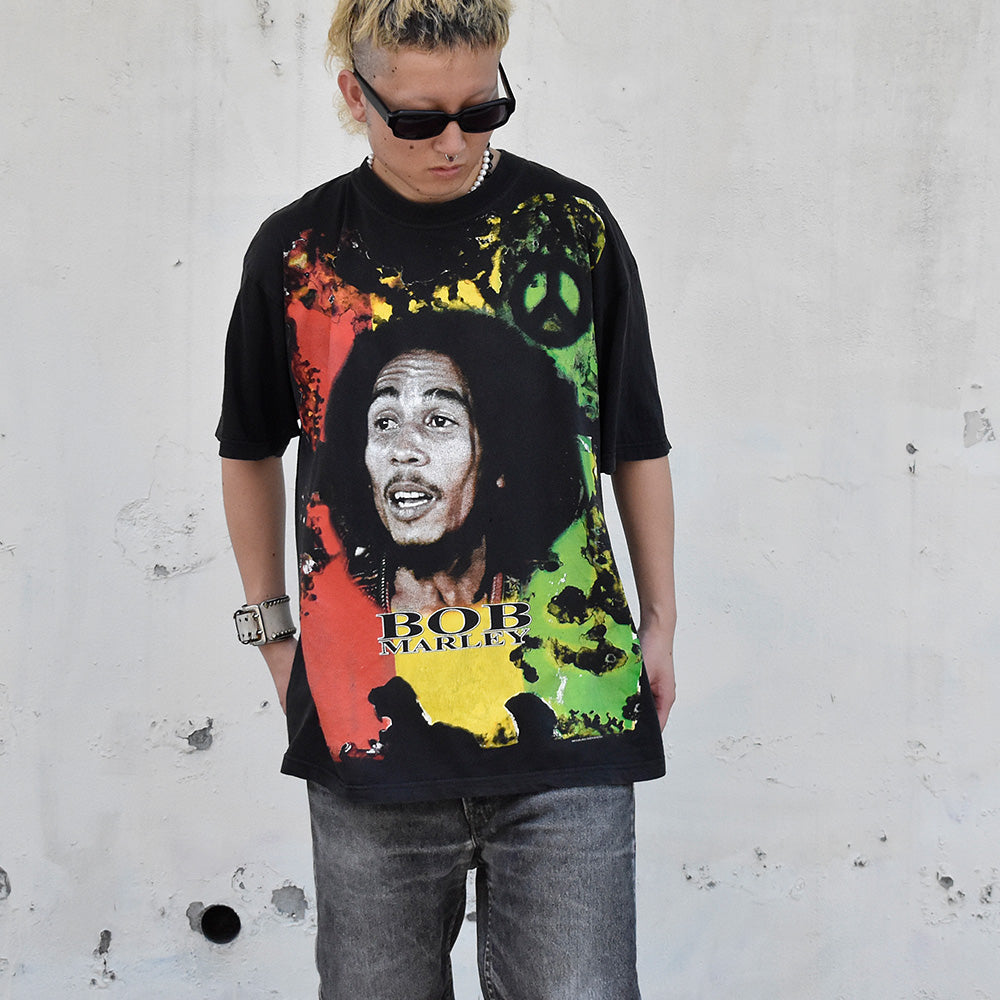 Y2K BOB MARLEY オーバープリントTシャツ Euro製 240813H