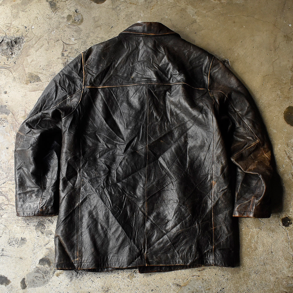 EDDIE BAUER LEATHER CAR COAT / 90S | www.gamutgallerympls.com