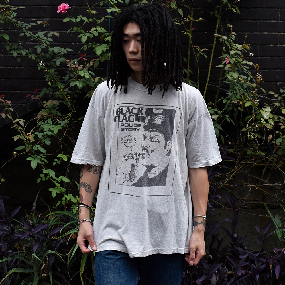 90’s～00's初頭　BLACK FLAG/ブラック・フラッグ　”POLICE STORY” レイモンド・ペティボン Tee　230906H