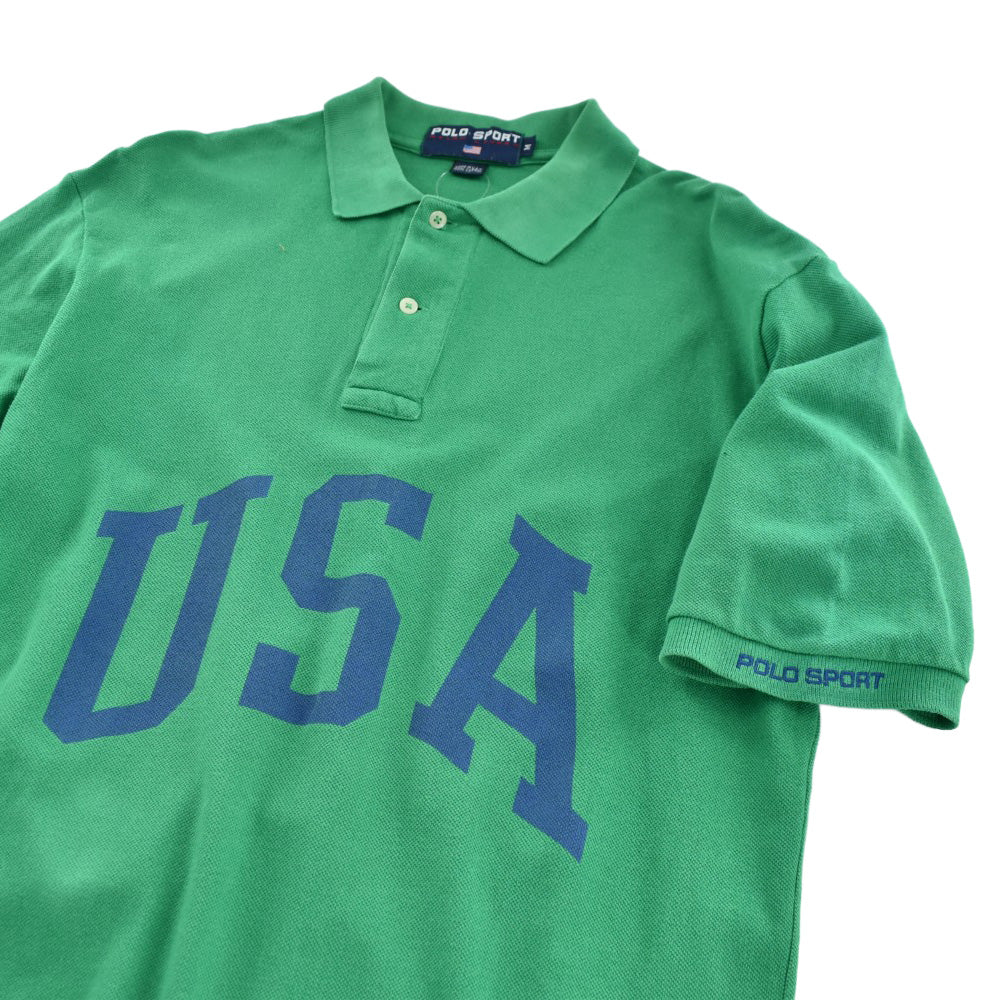 90's POLO SPORT RALPH LAUREN "USA" 鹿の子 ポロシャツ USA製 260410H