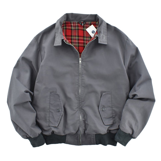 90’s Harrington Jacket ハリントンジャケット スイングトップ 英国製 グレー 赤いタータンチェック裏地 MADE IN ENGLAND