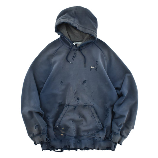 Y2K NIKE "BORO&フェード" ダメージスウェット フーディー 260327H