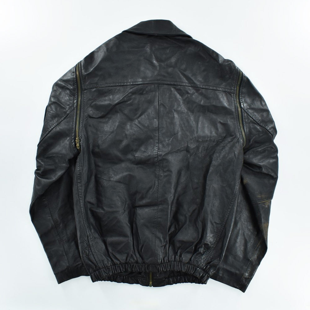 70's フランス軍 パイロット フライト レザージャケット 黒 260113H