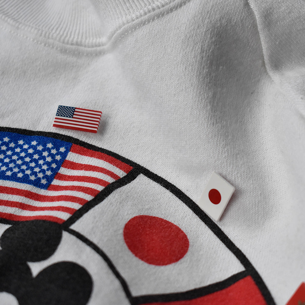 80's フラッグピンズ付き！ “Walt Disney World Epcot Center” Mickey サークルフラッグ スウェット USA製 250120H