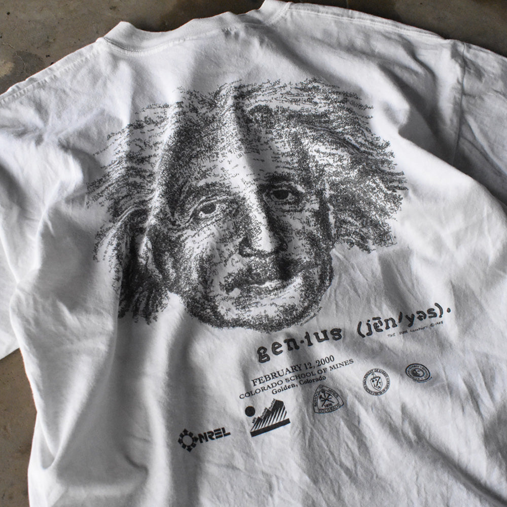 アインシュタイン 数式 バックプリント Tシャツ 2000年 古着