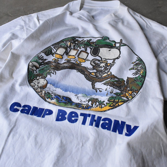 90’s Peanuts “Snoopy & Woodstock / Camp Bethany” キャラ Tシャツ 240409