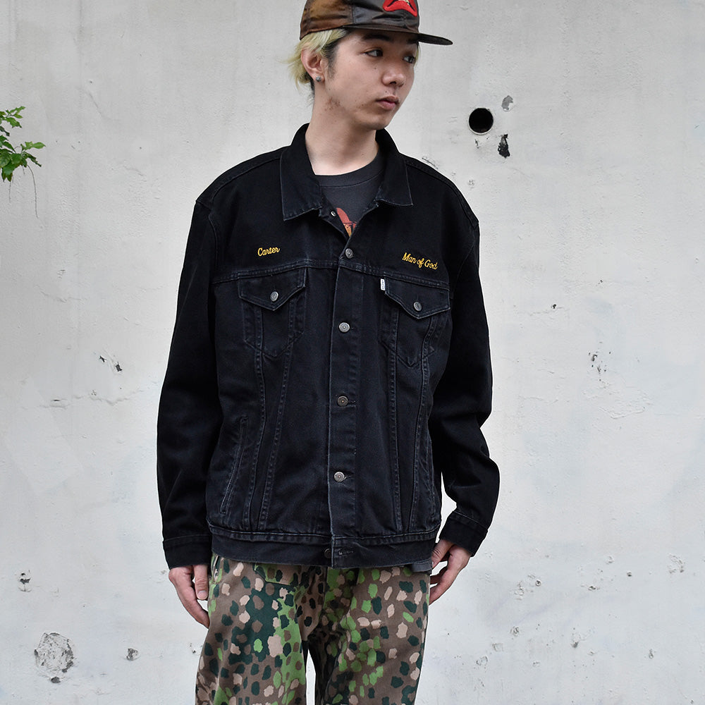 Levi’s PC9-72335-0013 刺繍 XXL size ブラック デニムジャケット 250622H