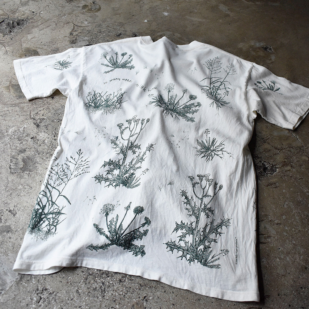 90's “so many weeds so little time” 雑草 AOP Tシャツ USA製 240407H