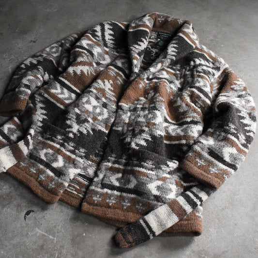 Lauren Ralph Lauren ネイティブ柄 ショールカラー ニットガウン 250315H
