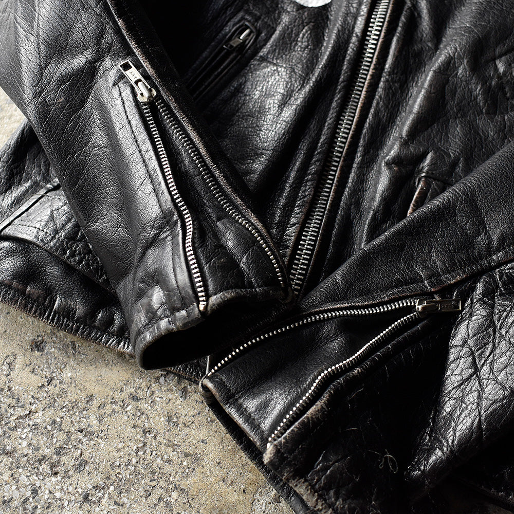 80's～ ハンドペイント！ PROTECH LEATHER APPAREL ライダース レザージャケット 240318H