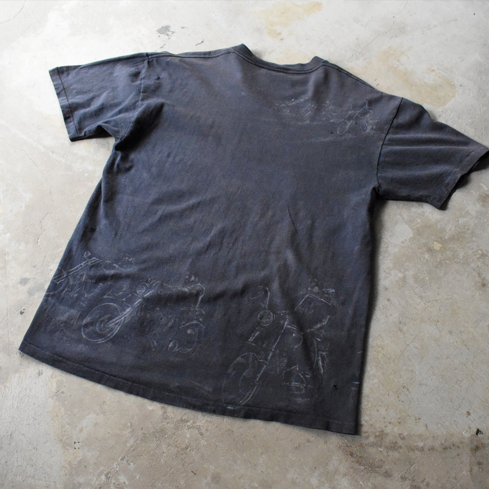90's ”LEADER OF THE PACK” 両面プリント バイク Tシャツ 250530