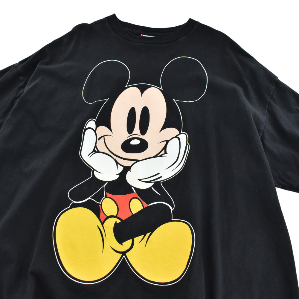 90's Disney Mickey Mouse お座りミッキー キャラクターTシャツ USA製 260717H