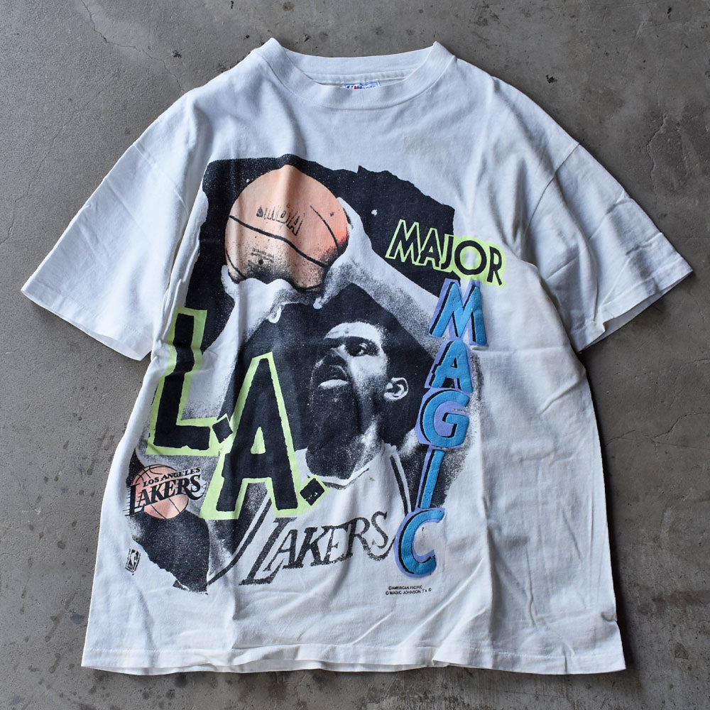 80's～　 NBA Los Angeles Lakers "Magic Johnson/マジック・ジョンソン" Tシャツ　USA製　230629