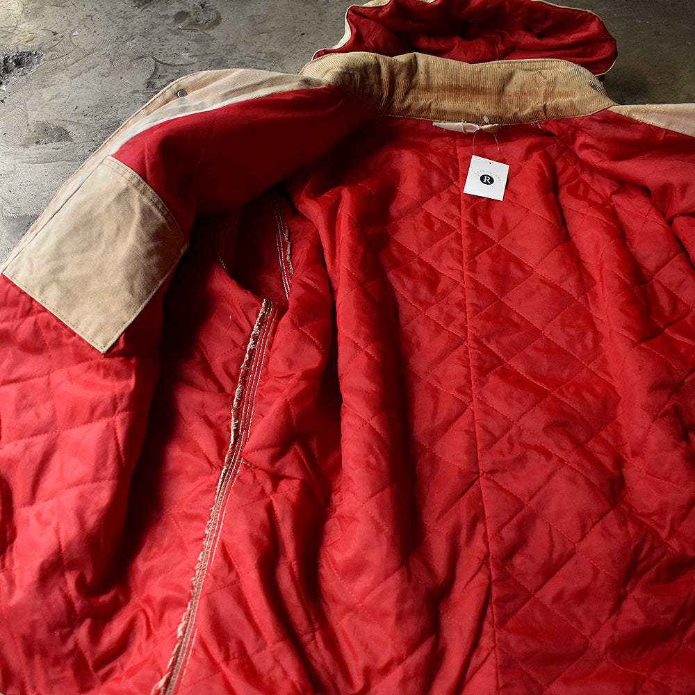 80's 100yearsタグフード付き！ ダメージ！ Carhartt ダック チョアコート キルティングライナー 240107H