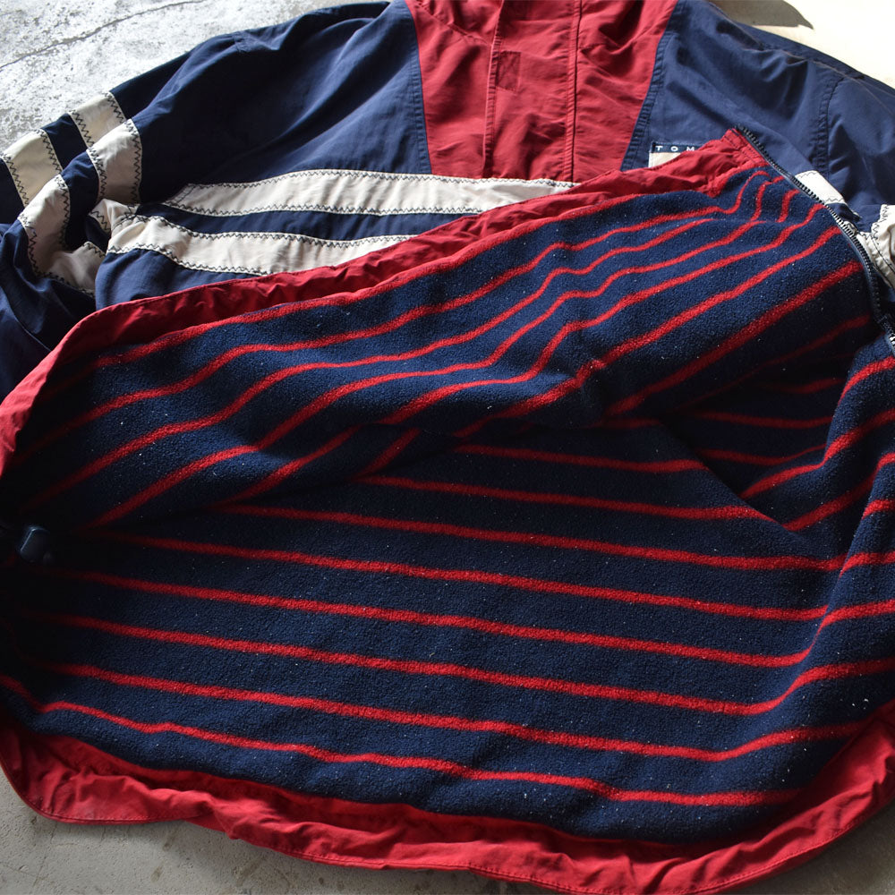 90's TOMMY HILFIGER フリースライナー ナイロン アノラックパーカー