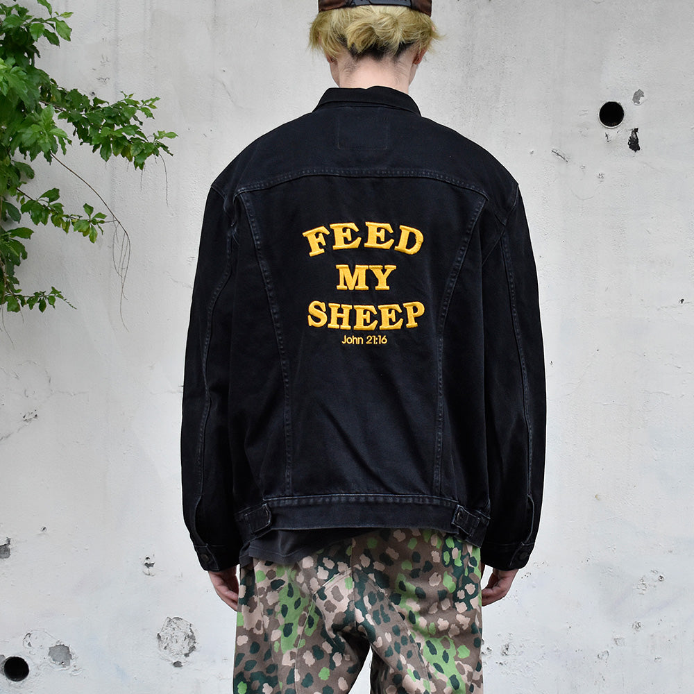 Levi’s PC9-72335-0013 刺繍 XXL size ブラック デニムジャケット 250622H