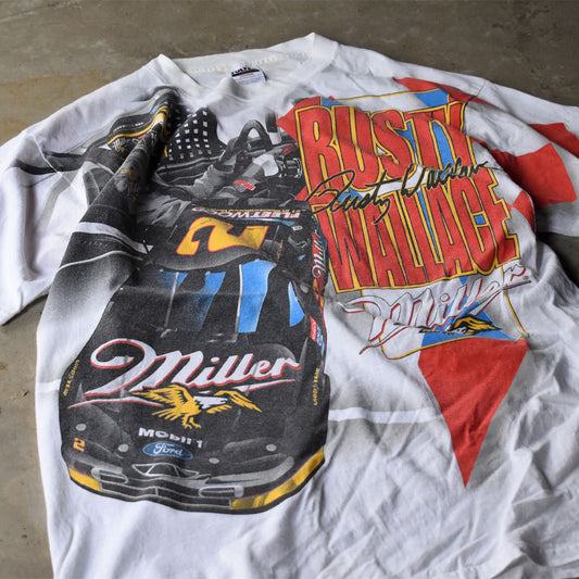 90’s “Rusty Wallace” AOP! 両面プリント レーシングTシャツ 240711