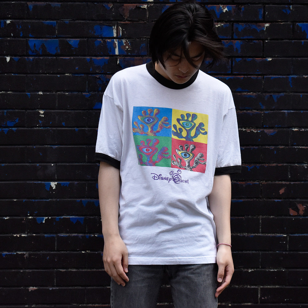 Y2K Disney “DisneyQuest“ リンガーTシャツ USA製 240510H