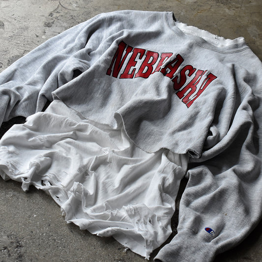 80's Champion “NEBRASKA” カットオフ RWスウェット USA製 240902H